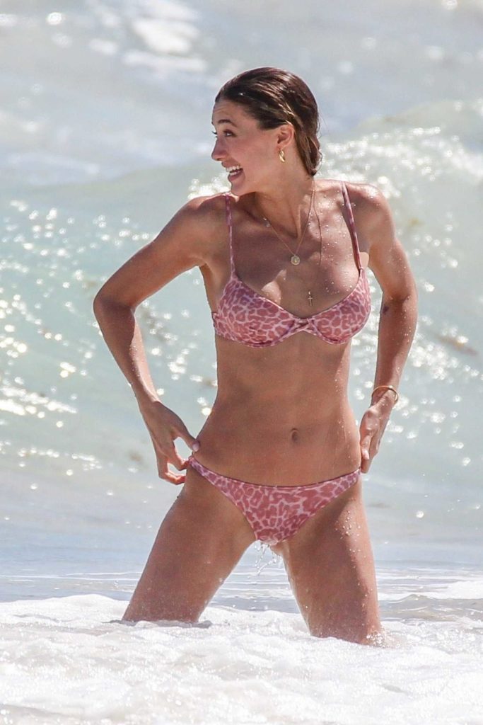 Jessica Serfaty in a Pink Leopard Print Bikini