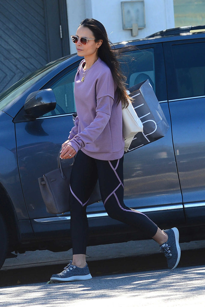 Jordana Brewster in a Purple Sweatshirt