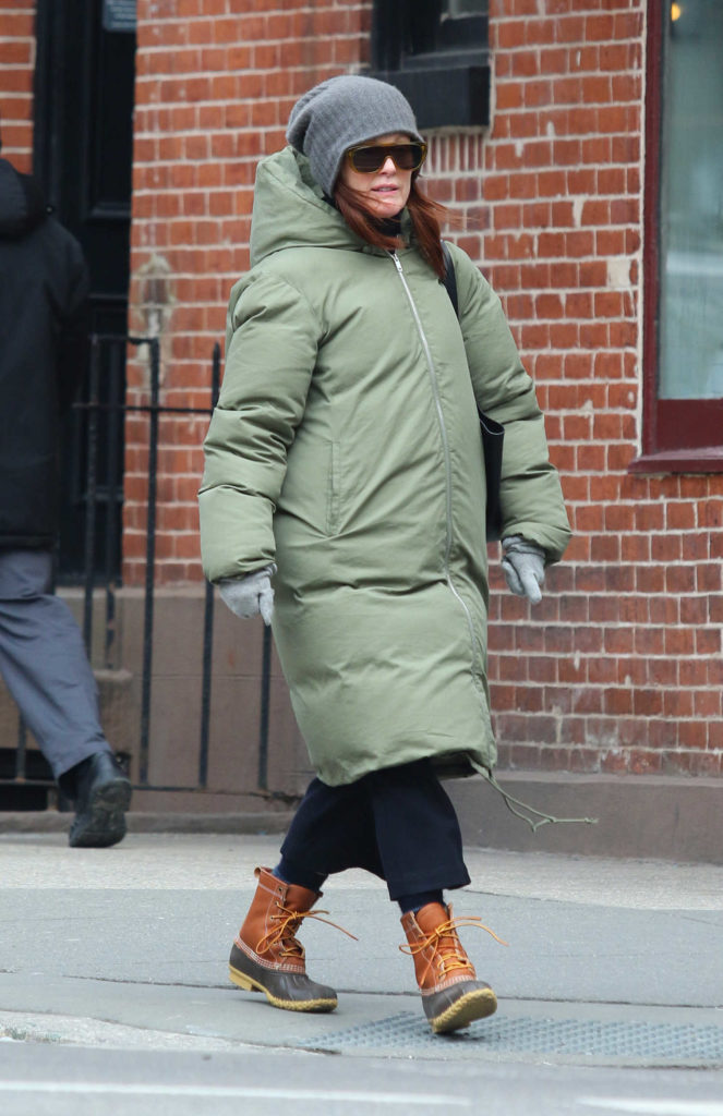 Julianne Moore in a Green Puffer Coat