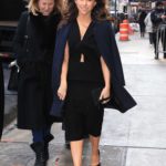 Lacey Chabert in a Dark Blue Coat Leaves Good Morning America in NYC