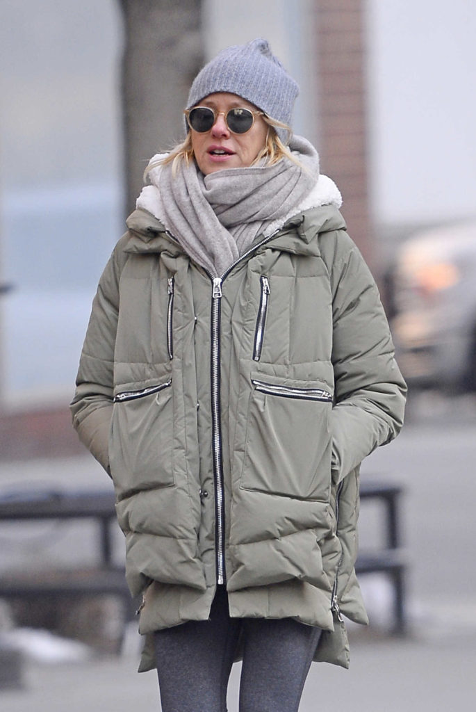 Naomi Watts in a Gray Puffer Jacket