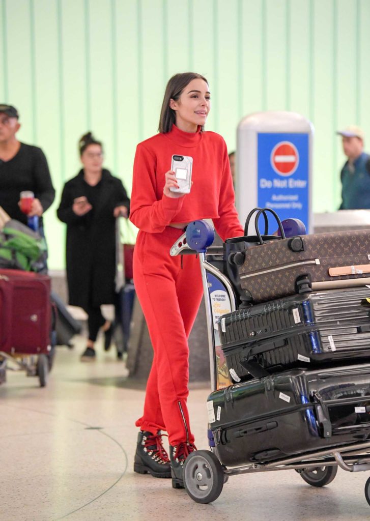 Olivia Culpo in a Red Pants