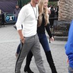 Chad Michael Murray in a Gray Checked Pants Arrives at Extra TV in Los Angeles