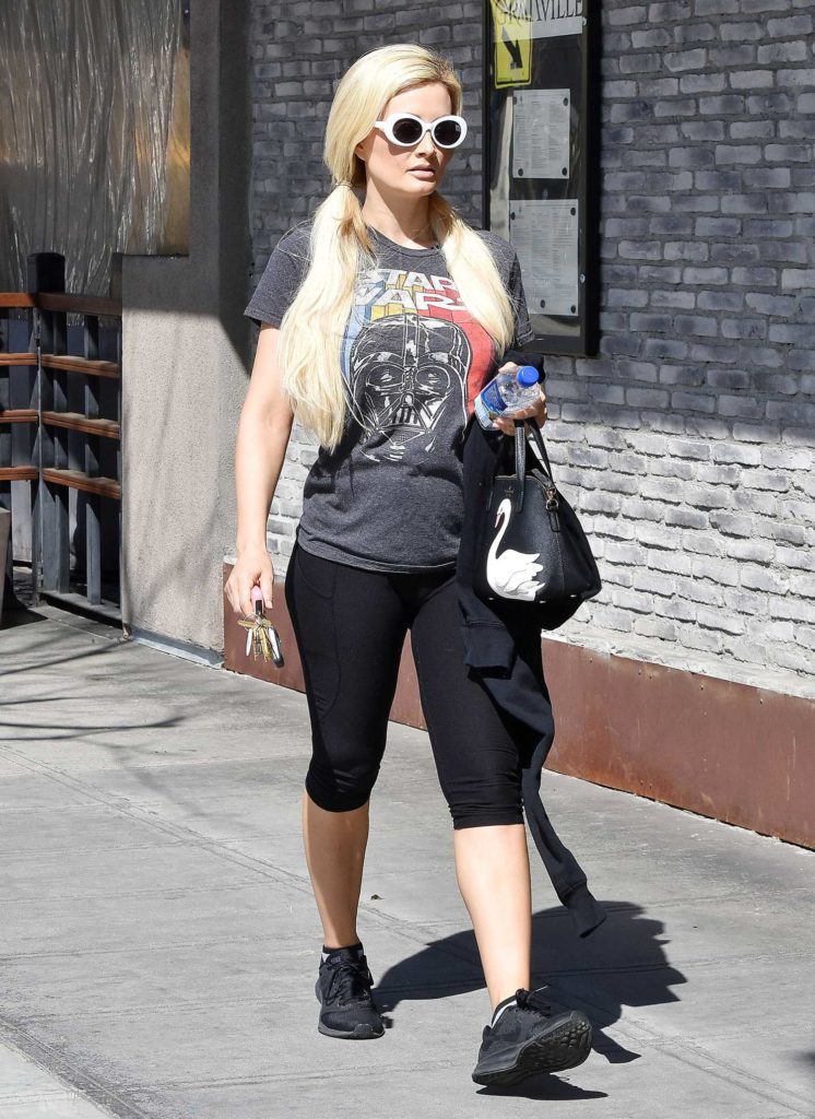 Holly Madison in a Gray Star Wars T-Shirt