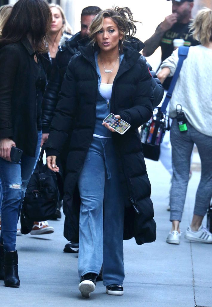 Jennifer Lopez in a Black Puffer Coat