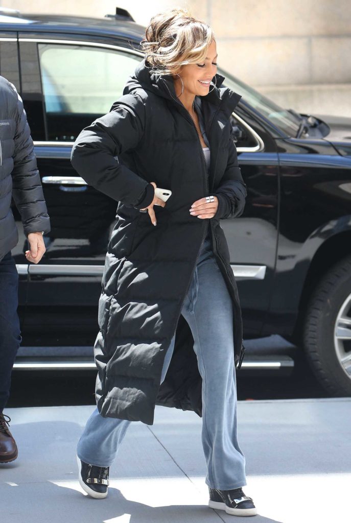 Jennifer Lopez in a Black Puffer Coat