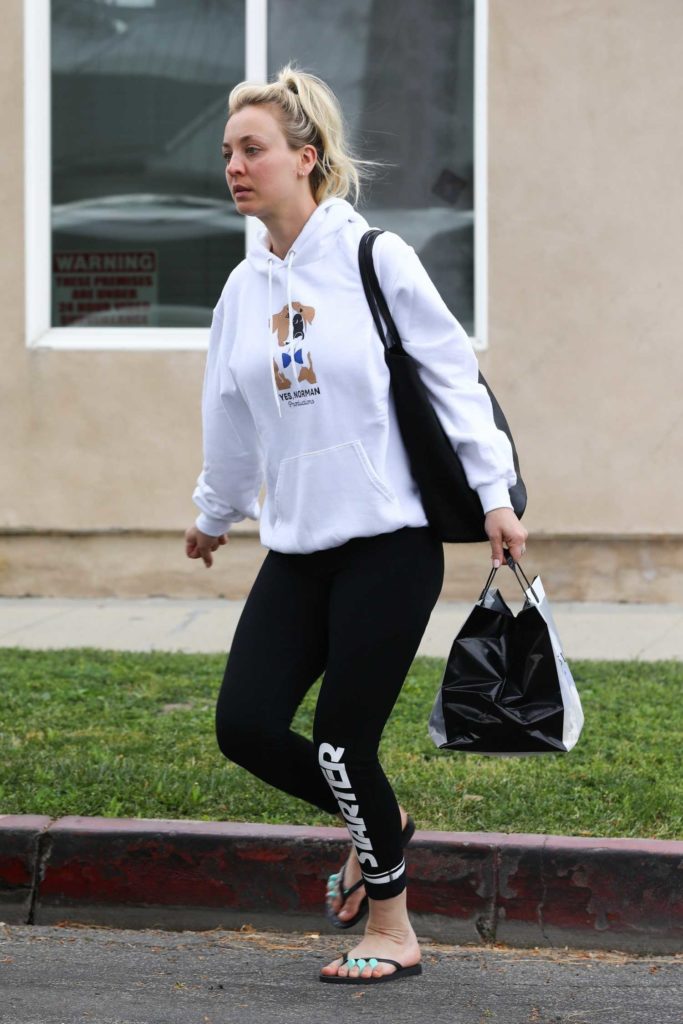 Kaley Cuoco in a White Hoody