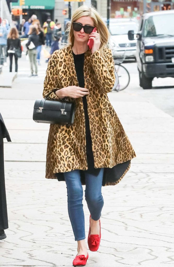 Nicky Hilton in a Leopard Print Trench Coat