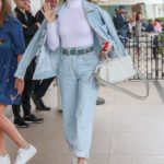 Adriana Lima in a Blue Denim Suit Arrives at the Martinez Hotel During the 72nd Annual Cannes Film Festival in Cannes