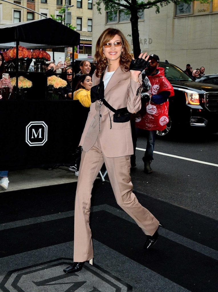 Bella Hadid in a Beige Suit