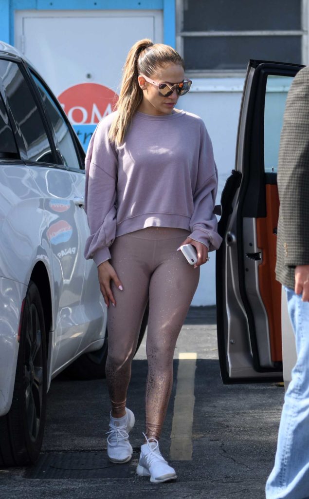 Jennifer Lopez in a Purple Sweatshirt