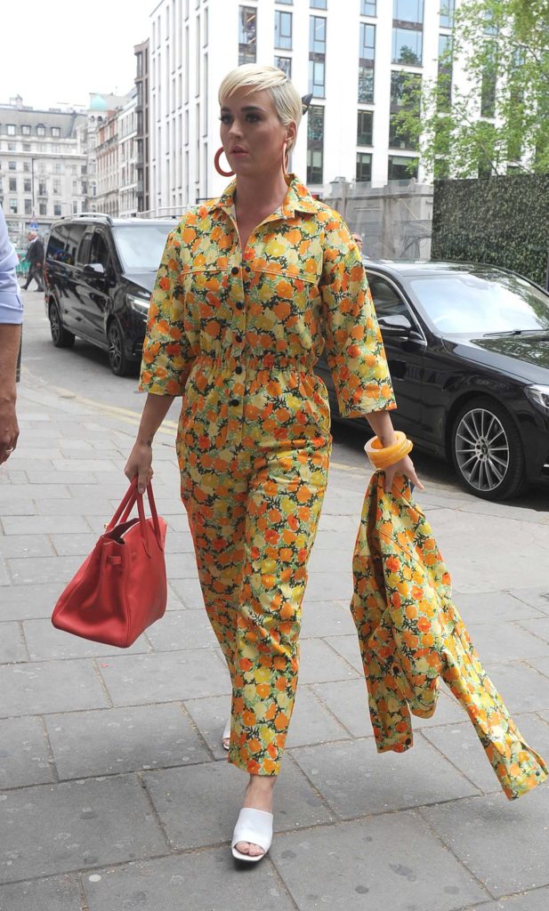 Katy Perry in a Floral Print Overalls