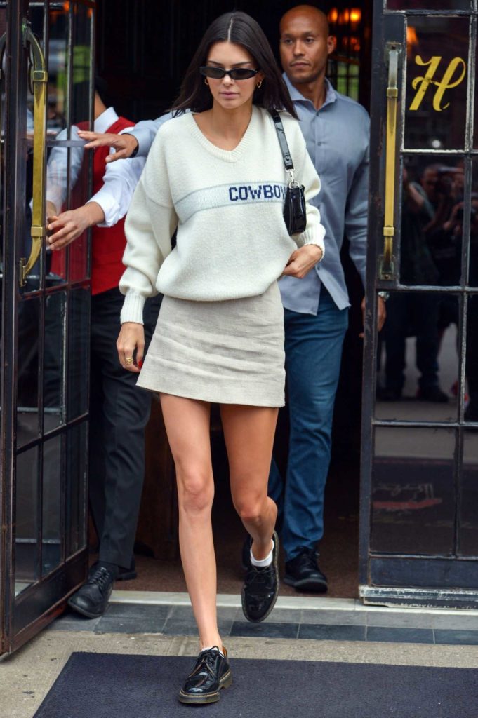 Kendall Jenner in a White Cowboys Sweater