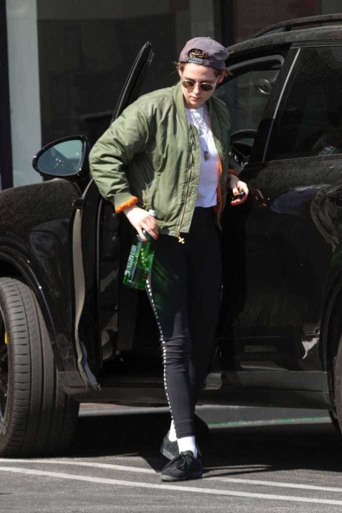 Kristen Stewart in a Green Bomber Jacket