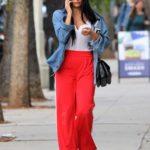 Nikki Bella in a Red Track Pants Was Seen on Ventura Boulevard in Los Angeles