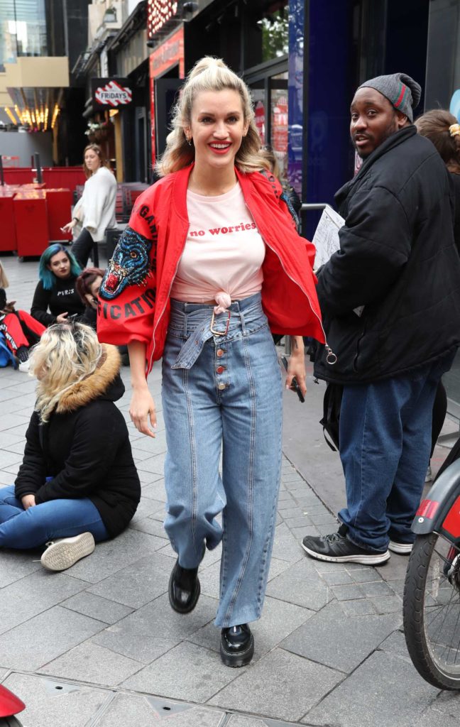 Ashley Roberts in a Red Bomber Jacket