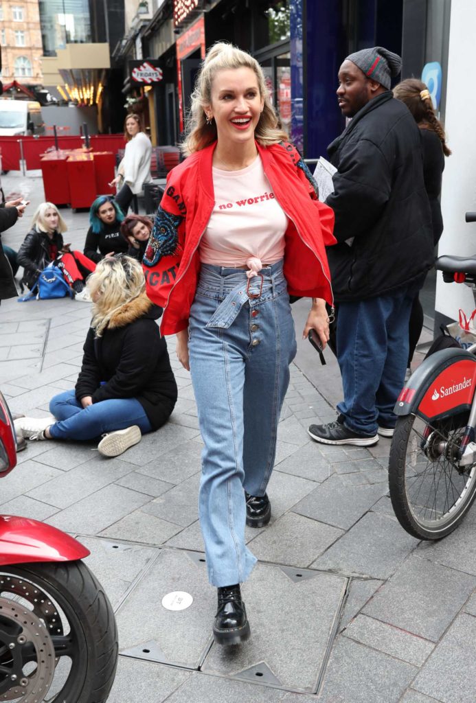 Ashley Roberts in a Red Bomber Jacket