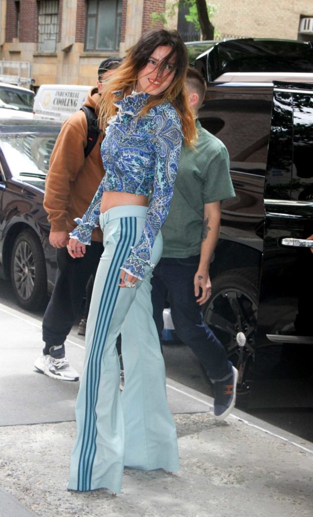 Bella Thorne in a Blue Track Pants