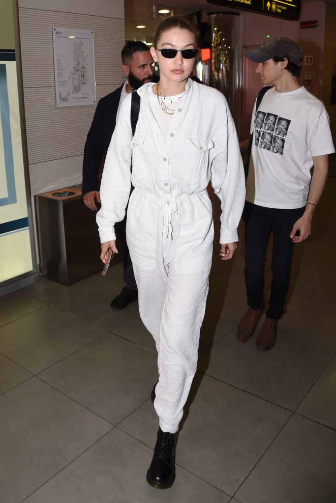 Gigi Hadid in a White Jumpsuit