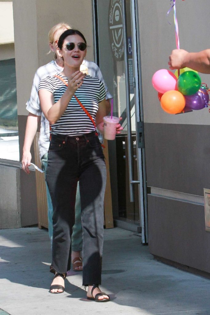 Lucy Hale in a Striped Tee