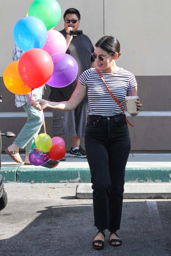 Lucy Hale in a Striped Tee