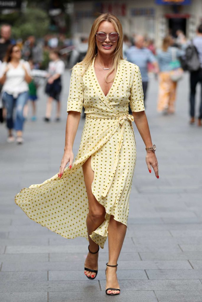 Amanda Holden in a Yellow Polka Dot Dress