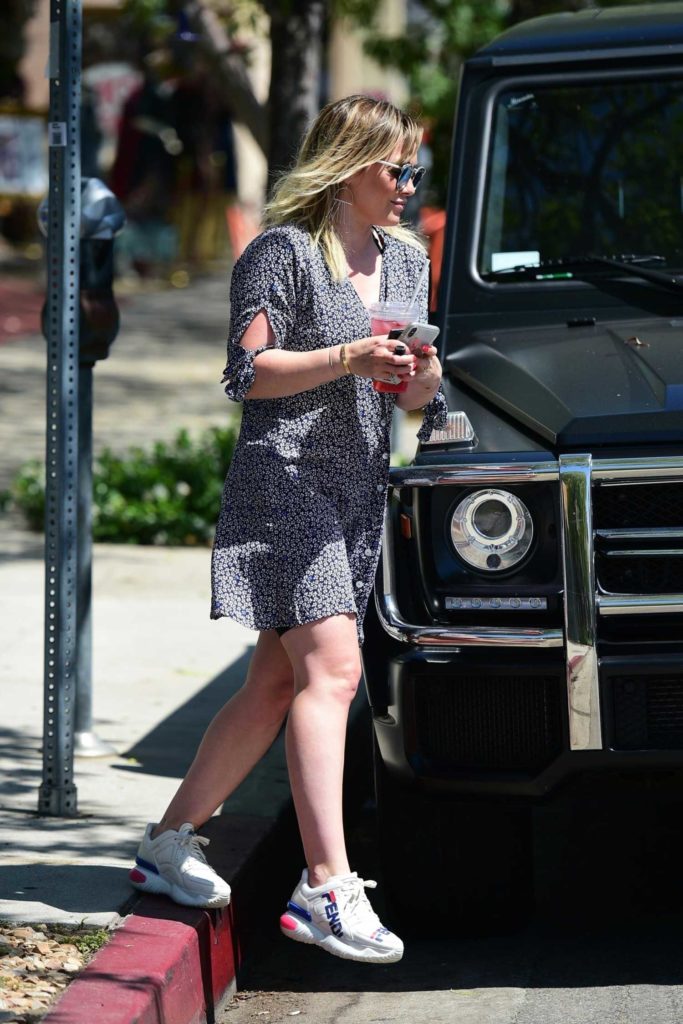 Hilary Duff in a Short Floral Dress