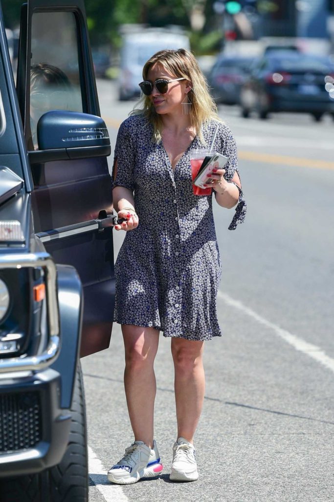 Hilary Duff in a Short Floral Dress