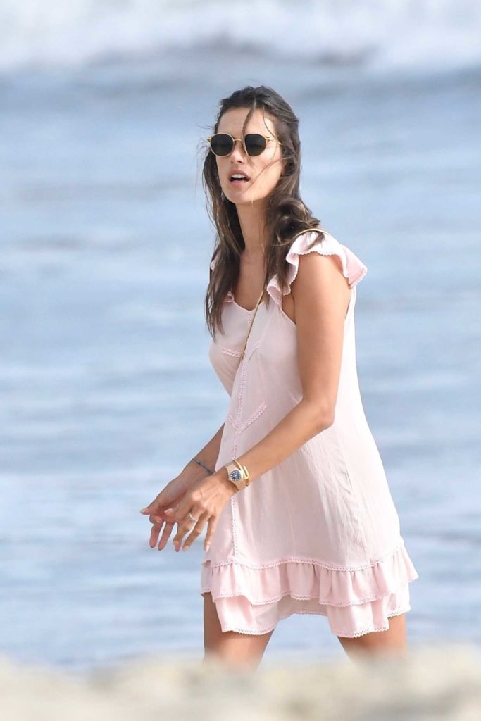 Alessandra Ambrosio in a Summery Pink Dress