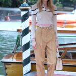 Martha Hunt in a Beige Pants Arrives at the Excelsior as Part of the 76th Venice Internatinal Film Festival in Venice