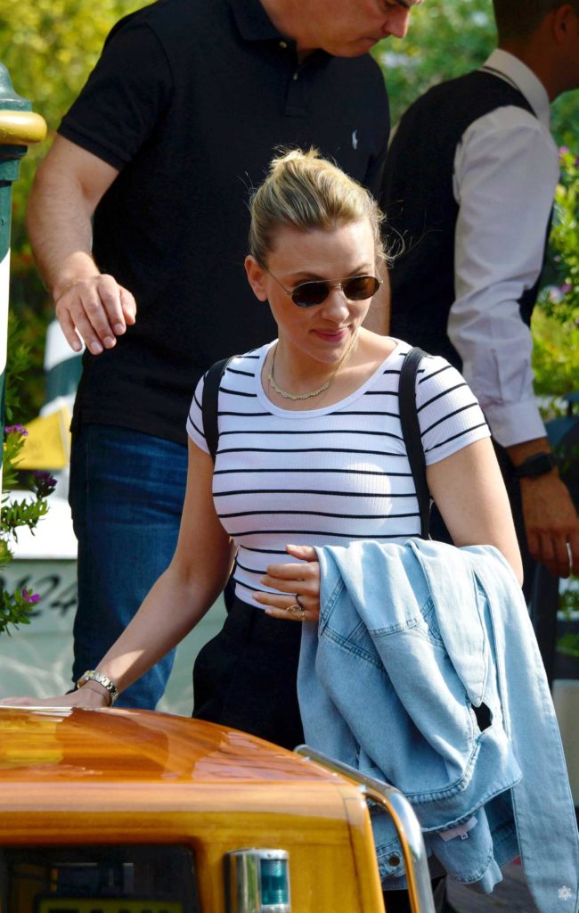 Scarlett Johansson in a Striped Tee