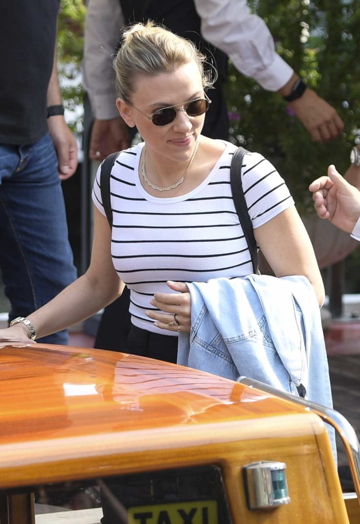 Scarlett Johansson in a Striped Tee