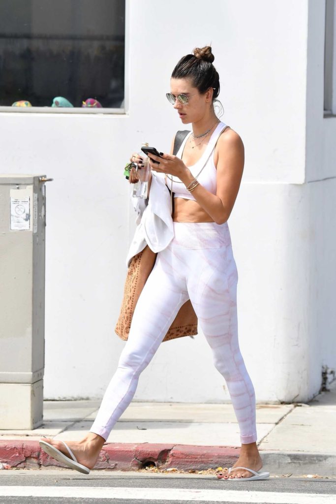 Alessandra Ambrosio in a Pink Workout Clothes