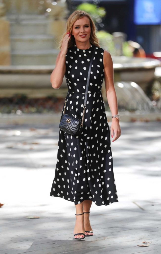 Amanda Holden in a Black Polka Dot Dress