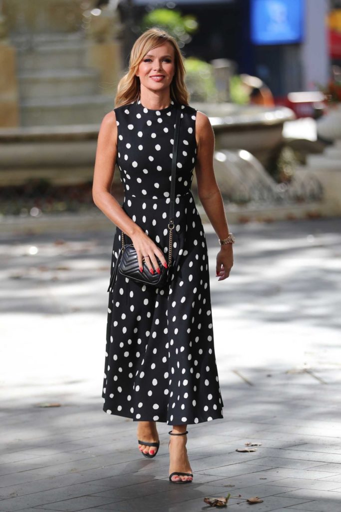 Amanda Holden in a Black Polka Dot Dress