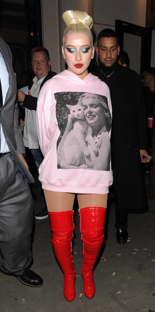 Christina Aguilera in a Pink Marilyn Monroe Hoody