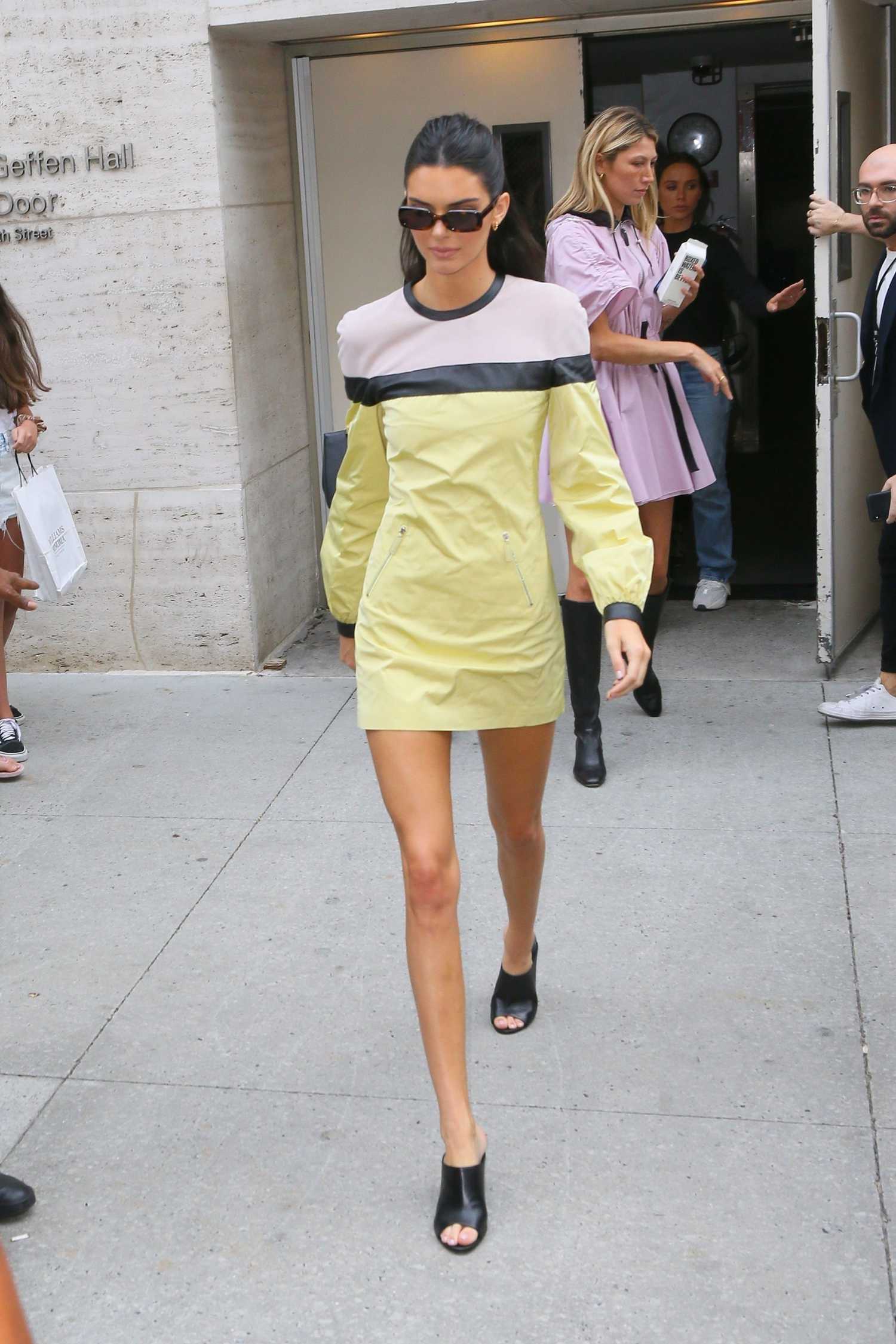 Kendall Jenner in a Yellow Dress Leaves the Lincoln Center in NY ...