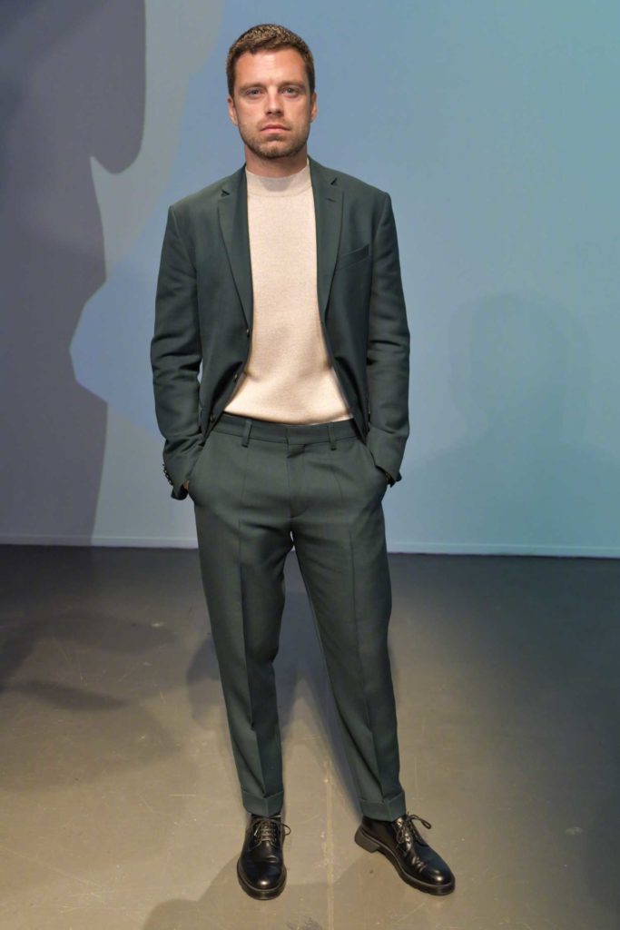 Sebastian Stan in a Green Suit