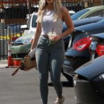 Witney Carson in a White Top Arrives at the DWTS Studios in Los Angeles