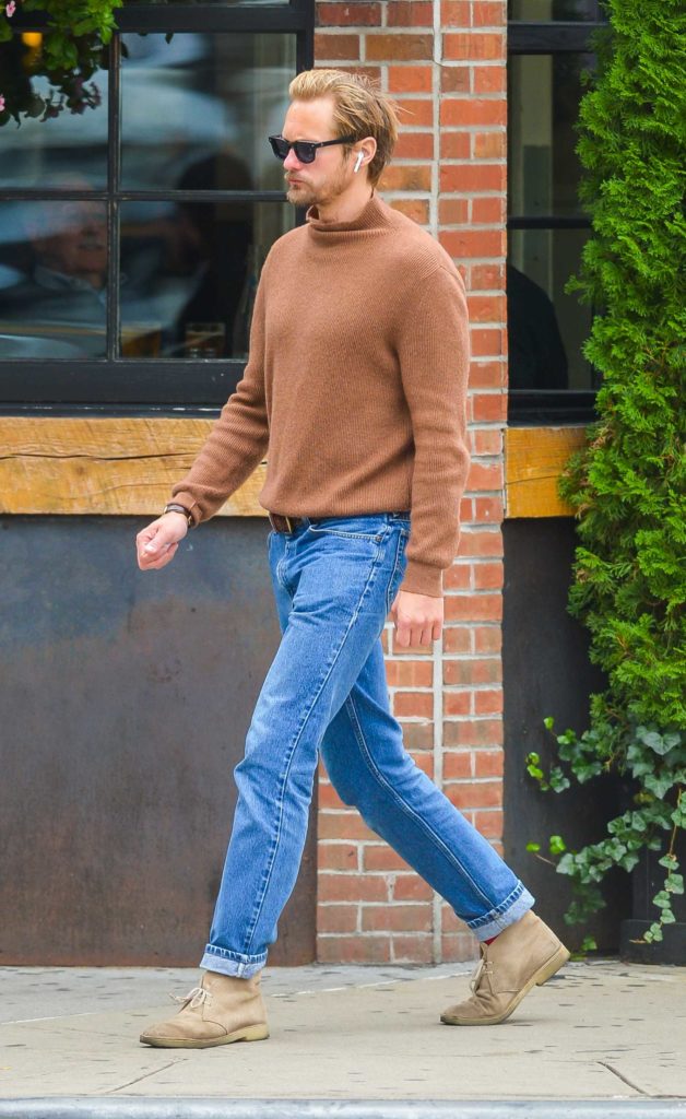 Alexander Skarsgard in a Beige Sweater