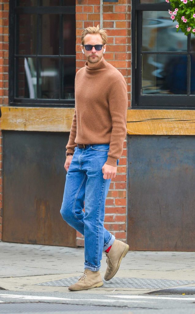 Alexander Skarsgard in a Beige Sweater