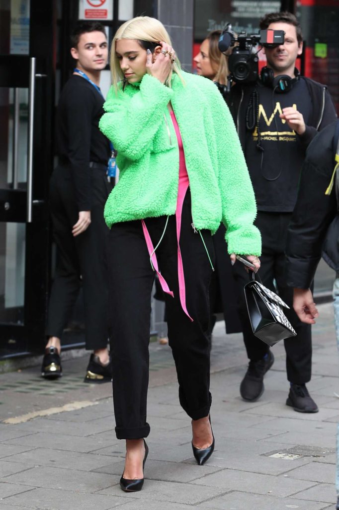 Dua Lipa in a Neon Green Jacket