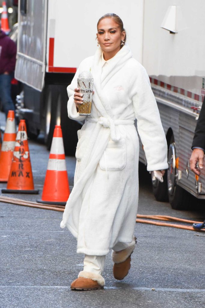 Jennifer Lopez in a White Bathrobe