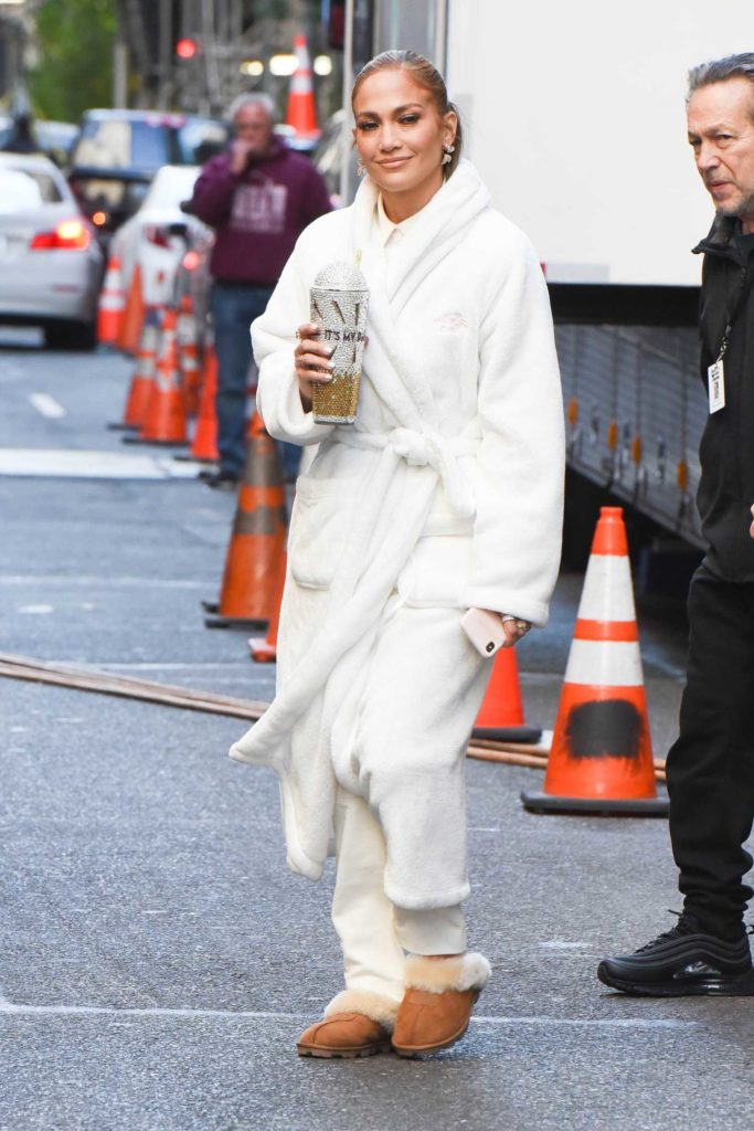 Jennifer Lopez in a White Bathrobe