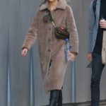Romee Strijd in a Beige Fur Coat Takes a Stroll with Her Boyfriend Through New York City