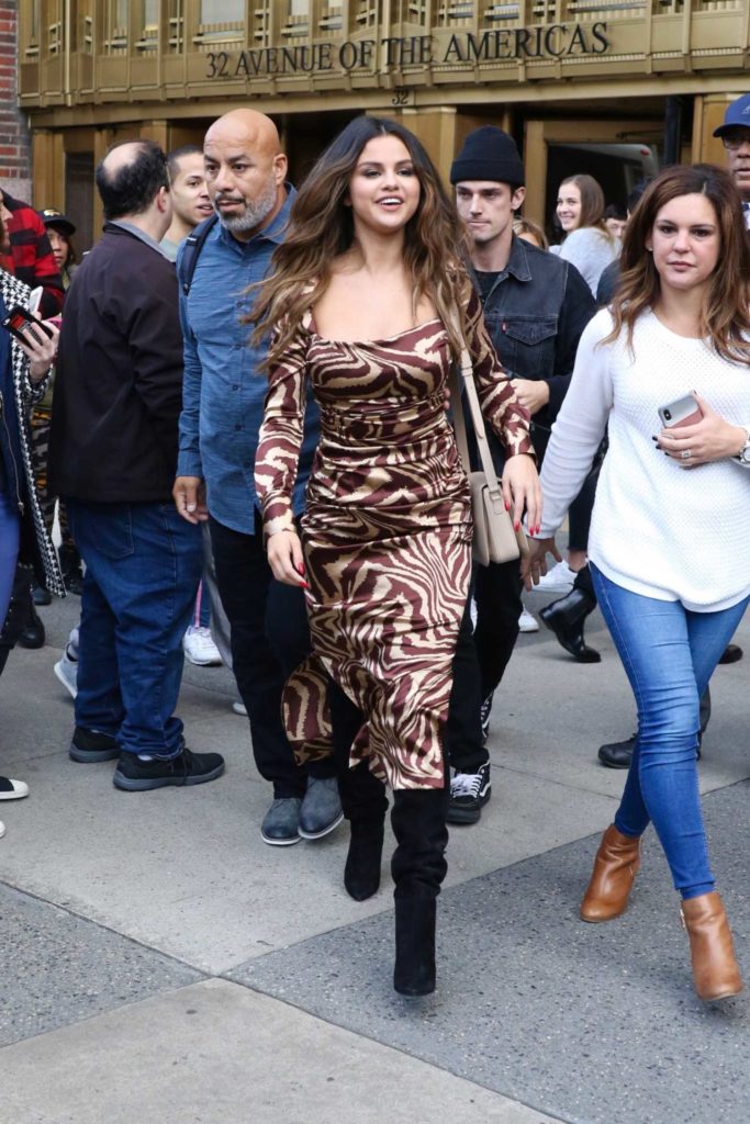 Selena Gomez in a Patterned Dress
