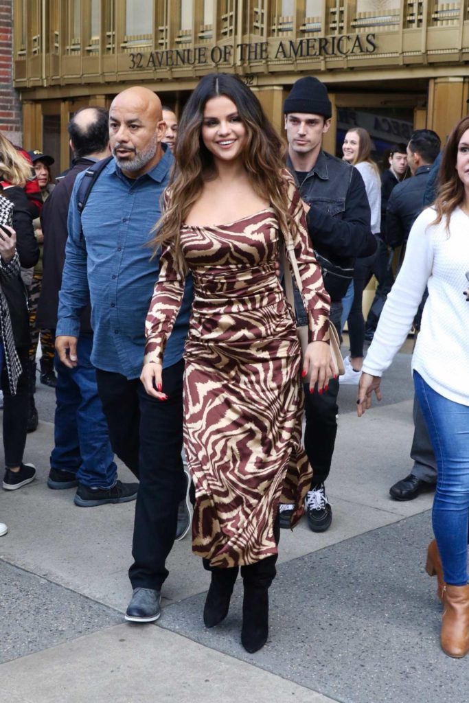 Selena Gomez in a Patterned Dress
