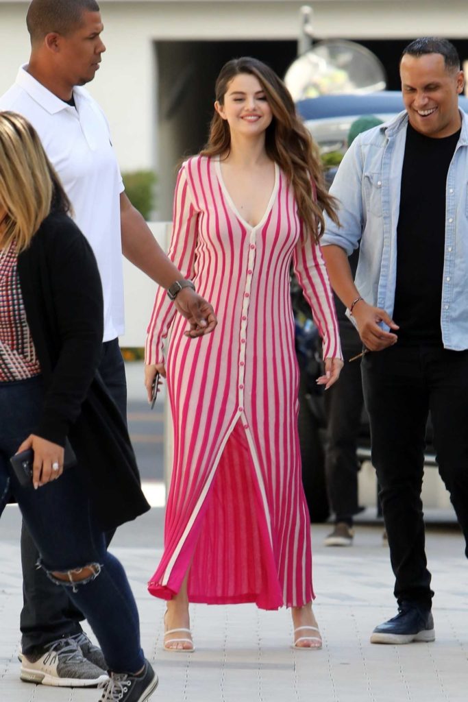 Selena Gomez in a Striped Dress