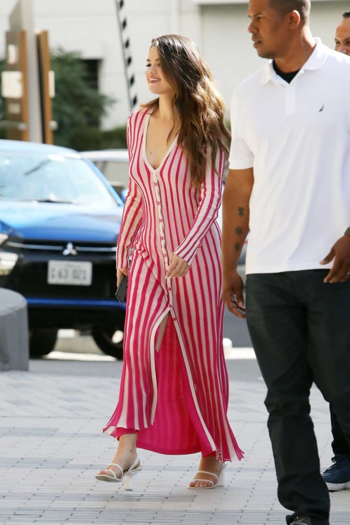 Selena Gomez in a Striped Dress