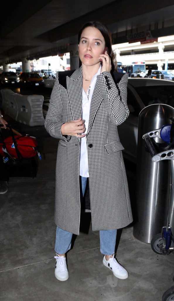 Sophia Bush in a Gray Coat